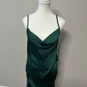 Express Green Satin Slip Dress